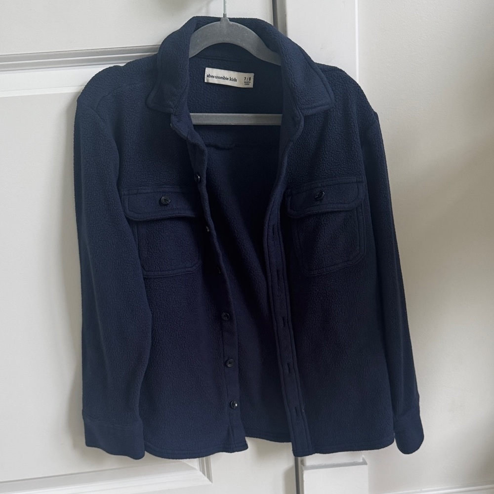 Abercrombie Deep Blue Utility Fleece Button Down